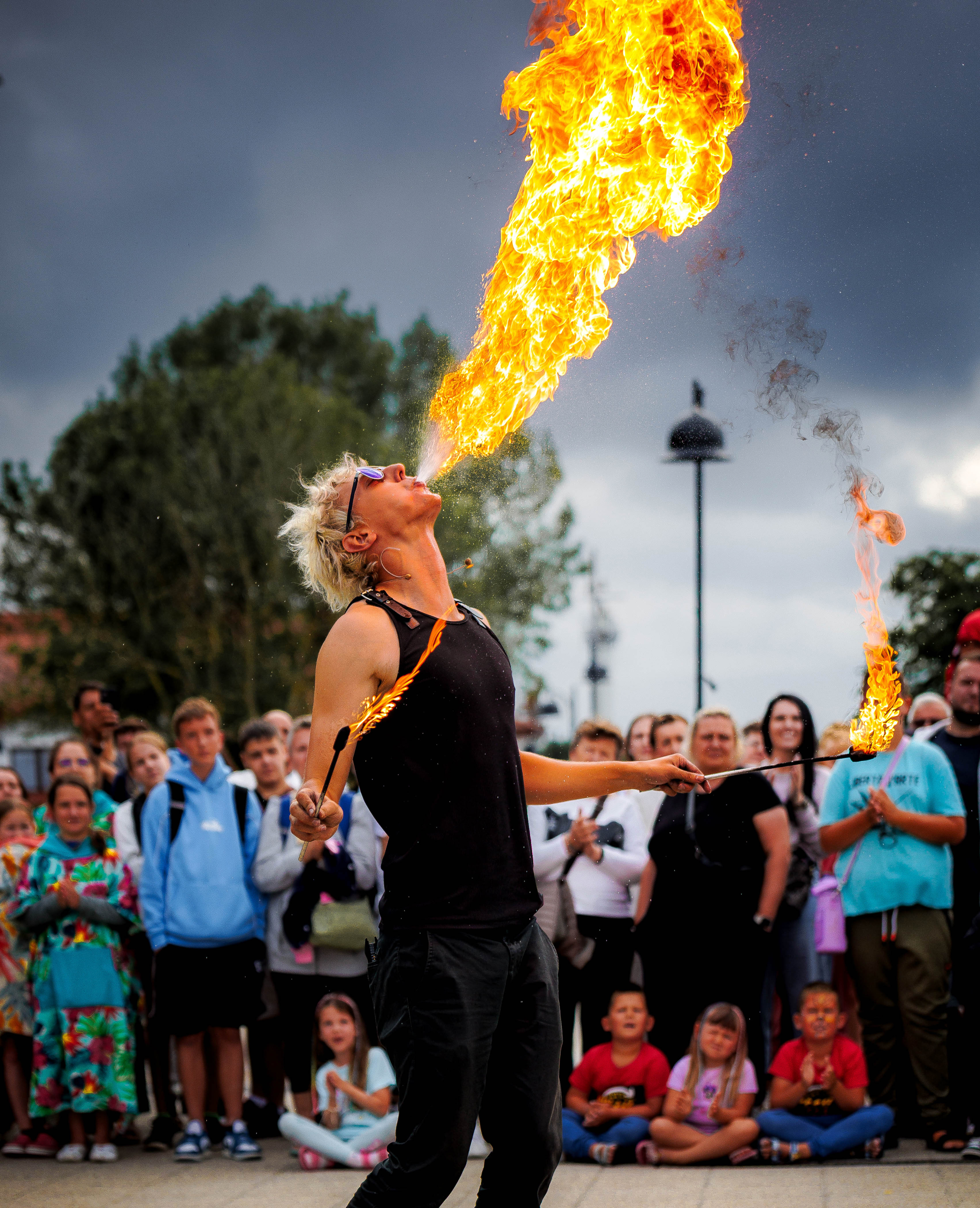 Close-up machete juggling